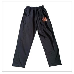 Black Track Pants with Orange Logo